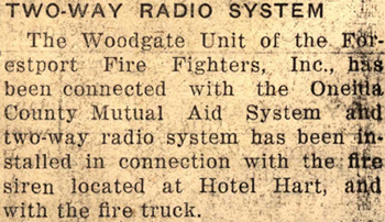 Two way radio installed for use by forestport firemen february 1954.