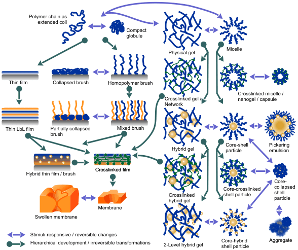 Stimuli-responsive nanostructures based on polymers, colloids and surfaces